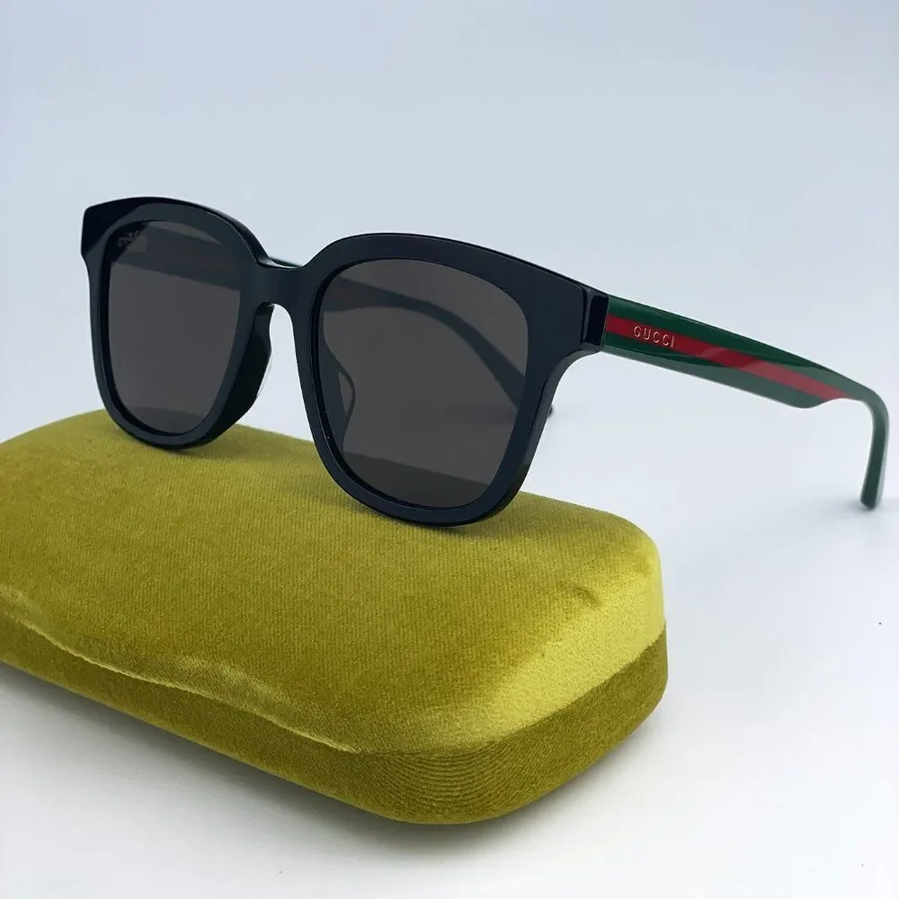 NEW Gucci GG0847SK 001 Black Green Grey Square Unisex Sunglasses